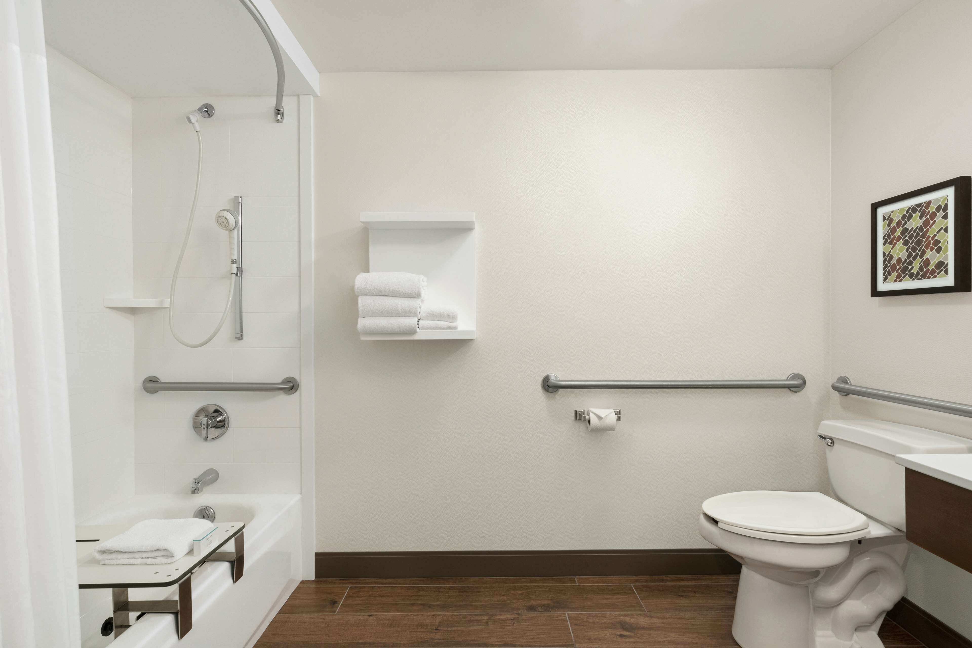 room, 1 king bed, accessible, non smoking | bathroom | combined shower/bathtub, free toiletries, hair dryer, towels