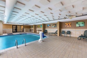 Indoor pool, outdoor pool, sun loungers
