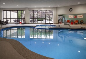 Indoor pool, open 8:00 AM to 9:30 PM, sun loungers