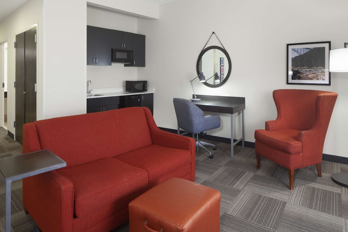 studio, 2 queen beds, accessible, bathtub | living area | tv