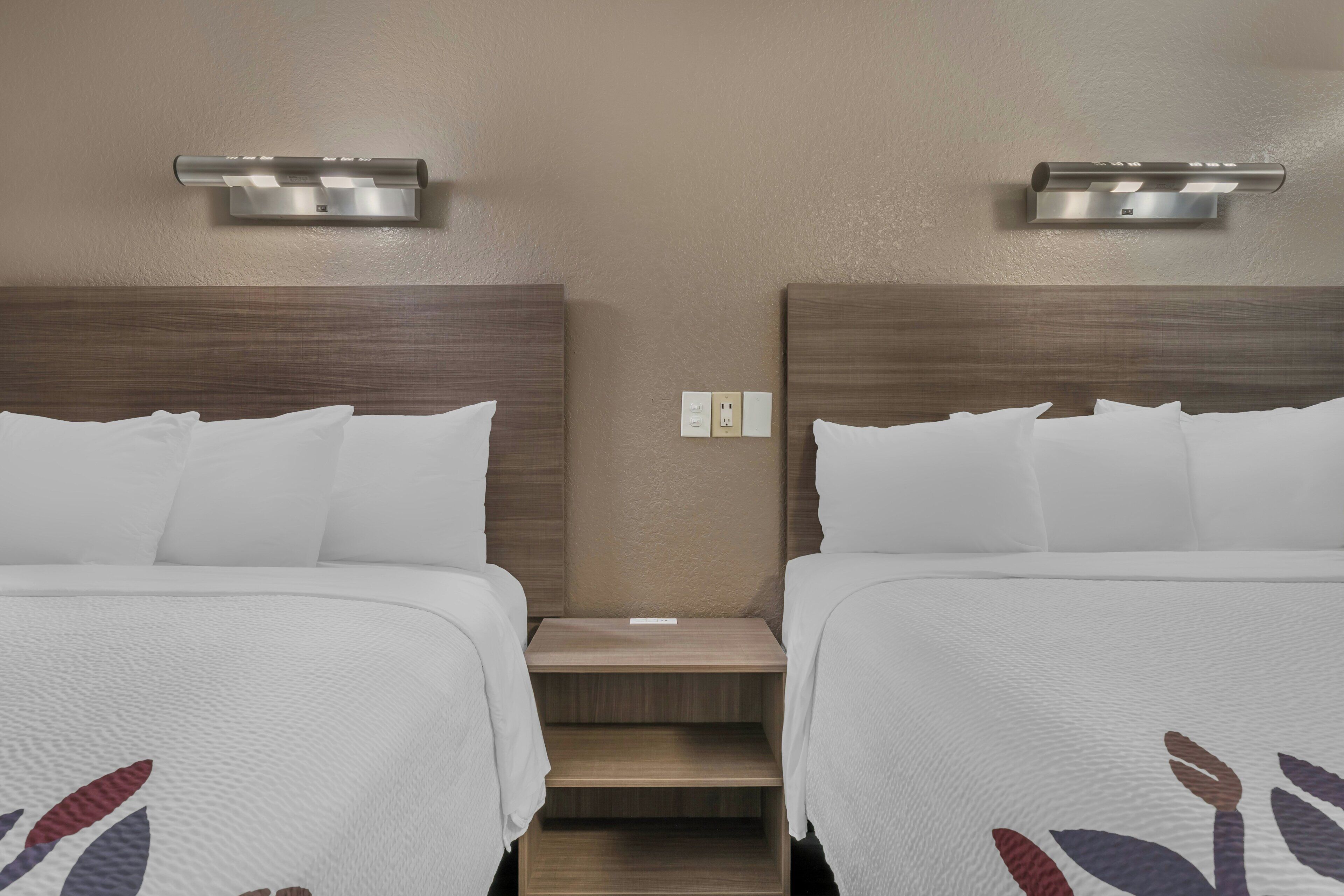 Deluxe Room, 2 Queen Beds, Accessible, Smoking (Roll-In Shower) | In-room safe, desk, laptop workspace, iron/ironing board