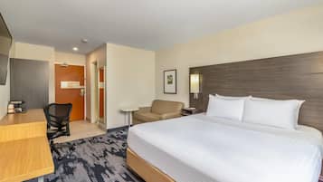 Pillow-top beds, desk, laptop workspace, blackout curtains