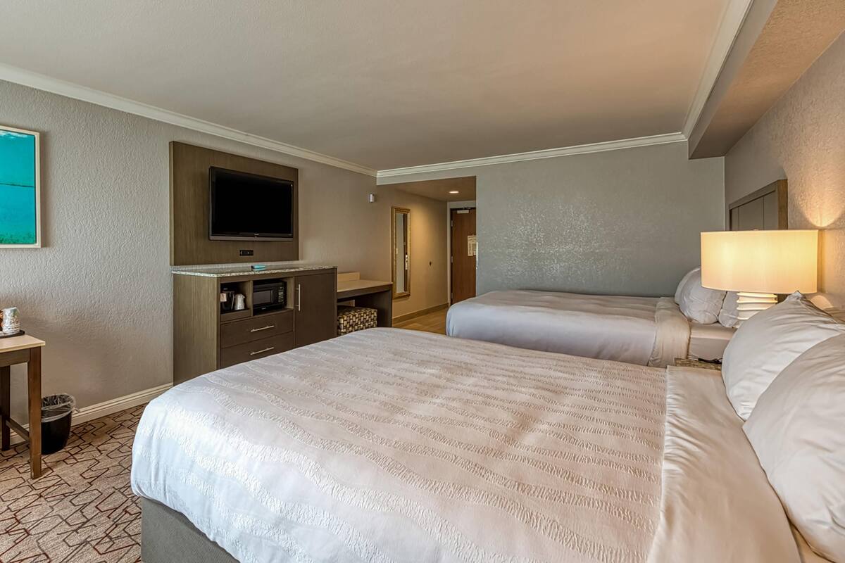 Standard Room, 2 Queen Beds, Accessible, Non Smoking (Roll-In Shower) | Hypo-allergenic bedding, desk, blackout drapes, iron/ironing board