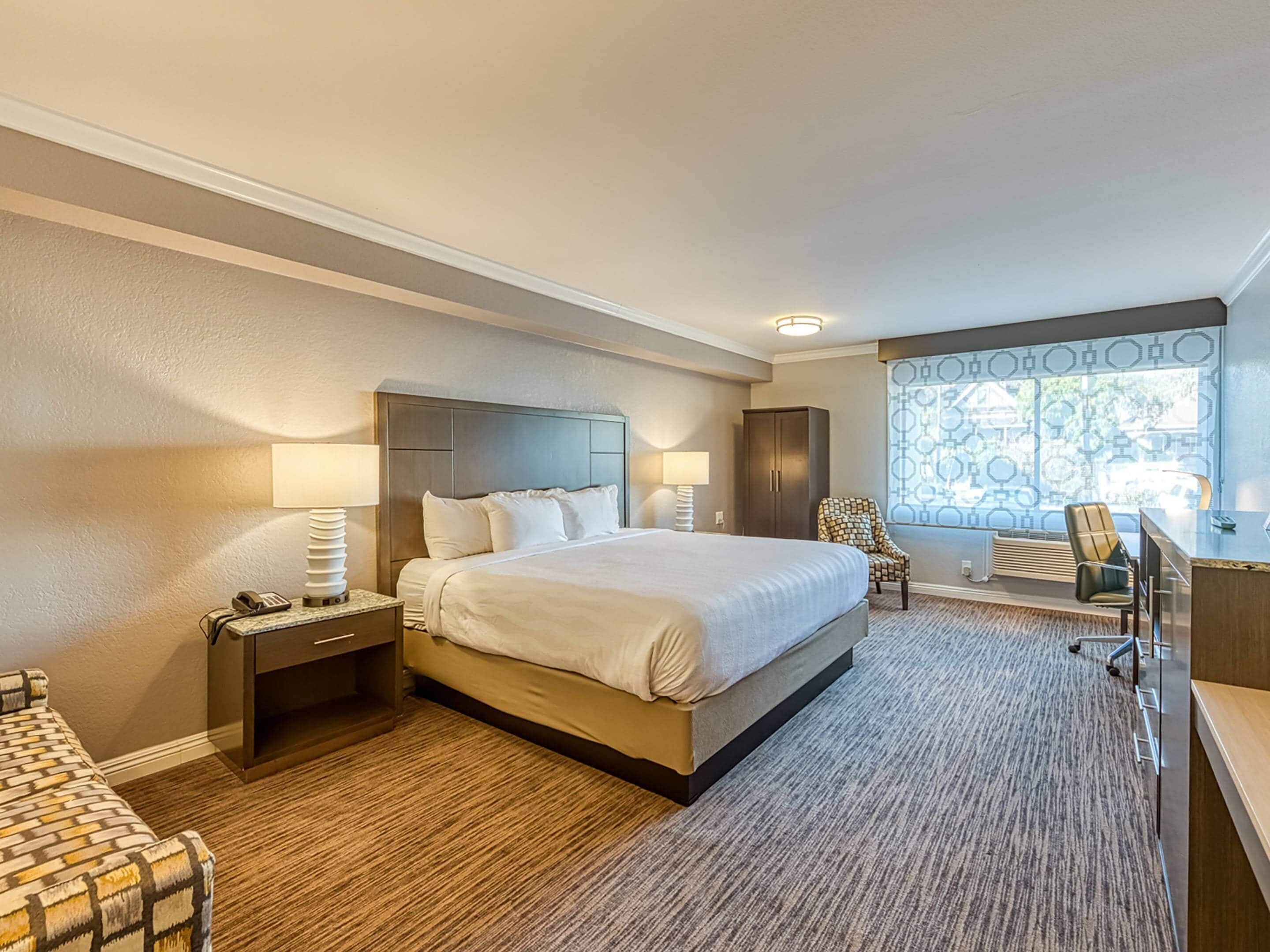 标准房, 1 张特大床, 无障碍, 无烟房 (Accessible Tub) | 防过敏的被褥、办公桌、遮光窗帘、熨斗/熨衣板