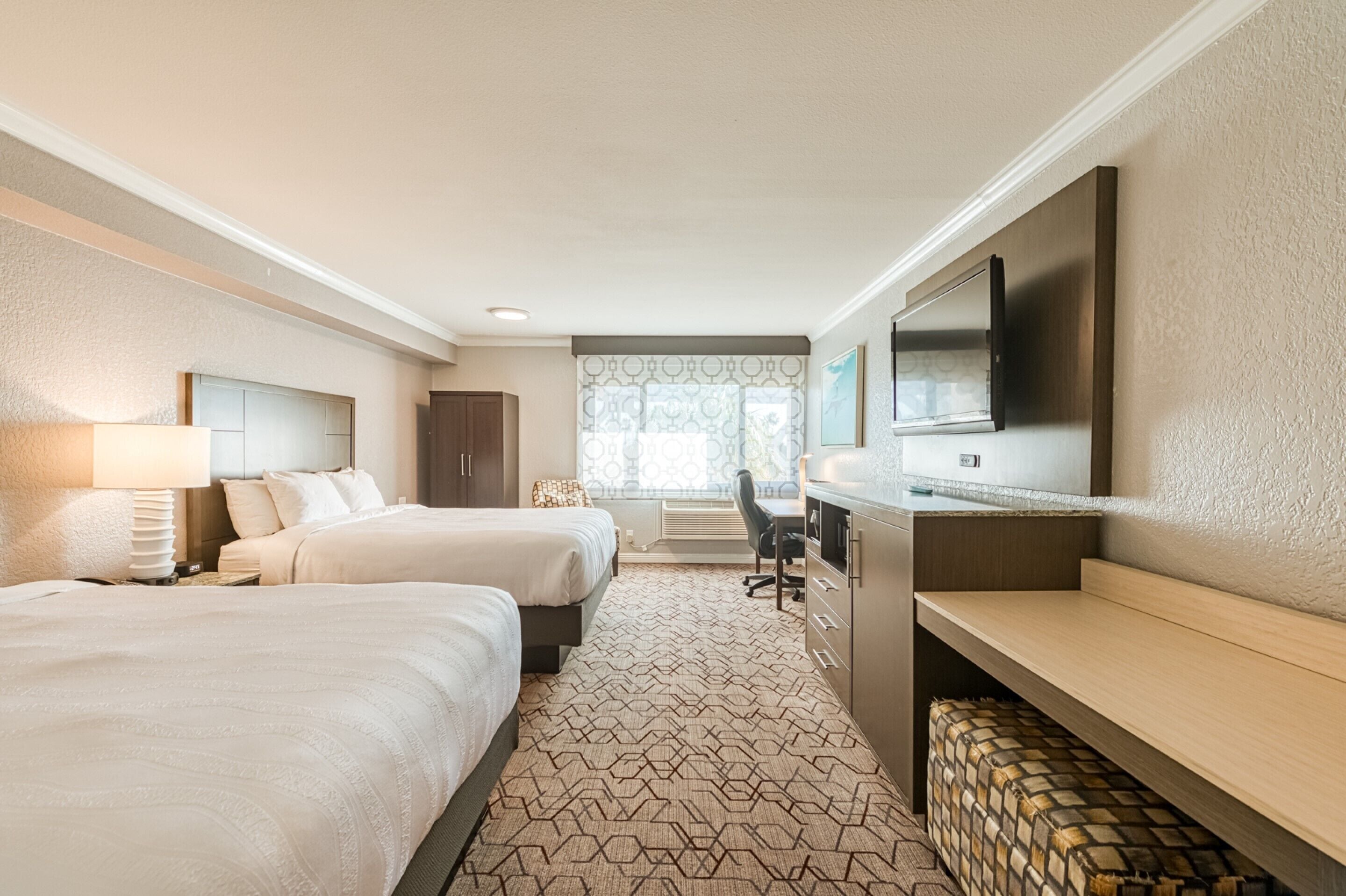 standard room, 2 queen beds, accessible, non smoking (accessible tub) | hypo-allergenic bedding, desk, blackout curtains, iron/ironing board