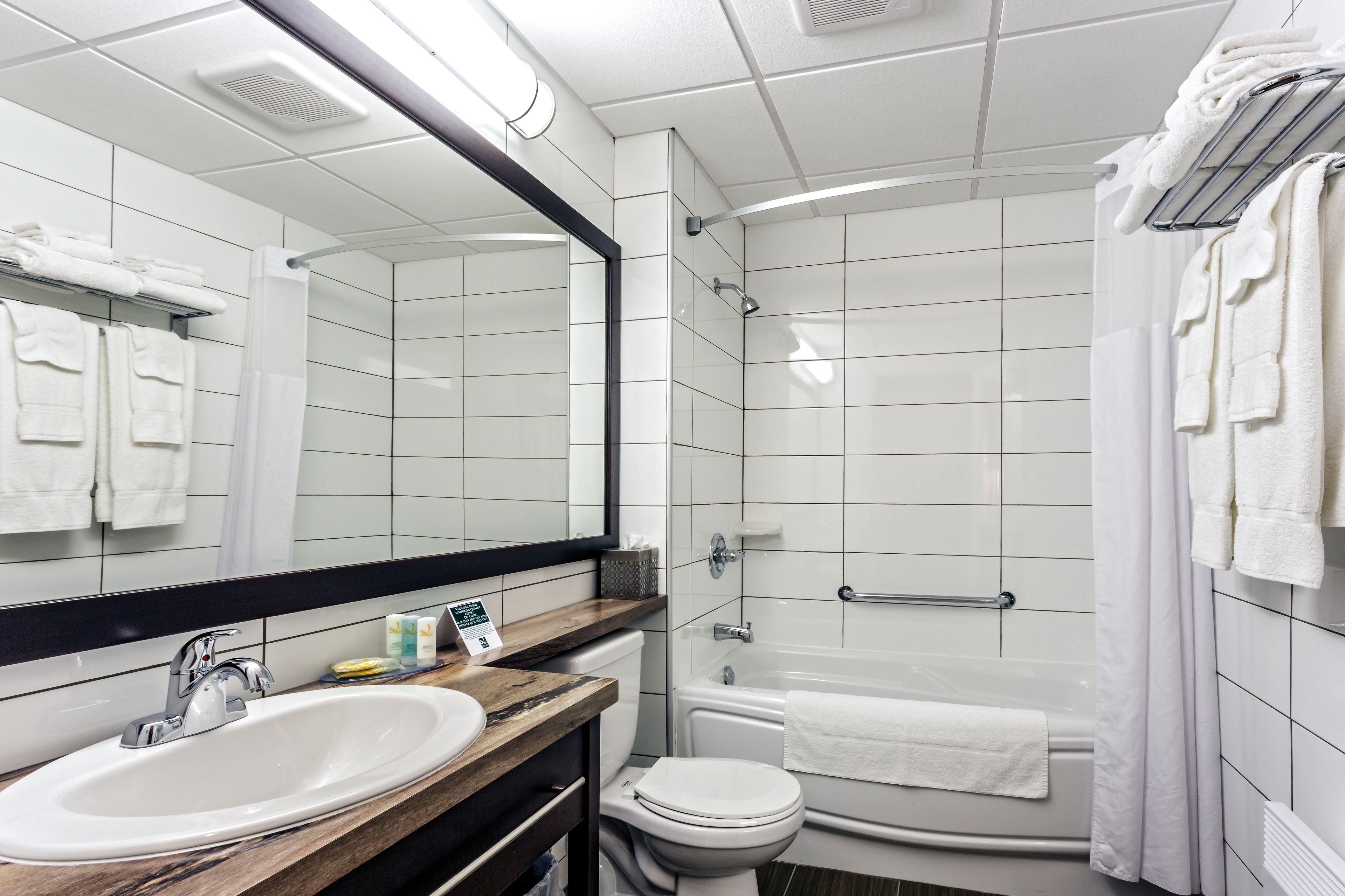 bathtub, hair dryer, towels