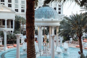7 outdoor pools, open 9:00 AM to 5:00 PM, pool cabanas (surcharge)