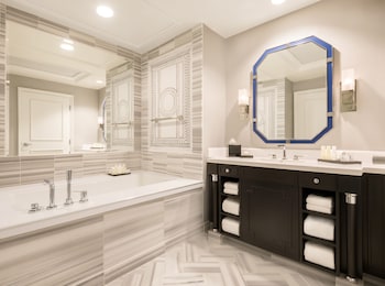 Shower, eco-friendly toiletries, hair dryer, towels at Caesars Palace