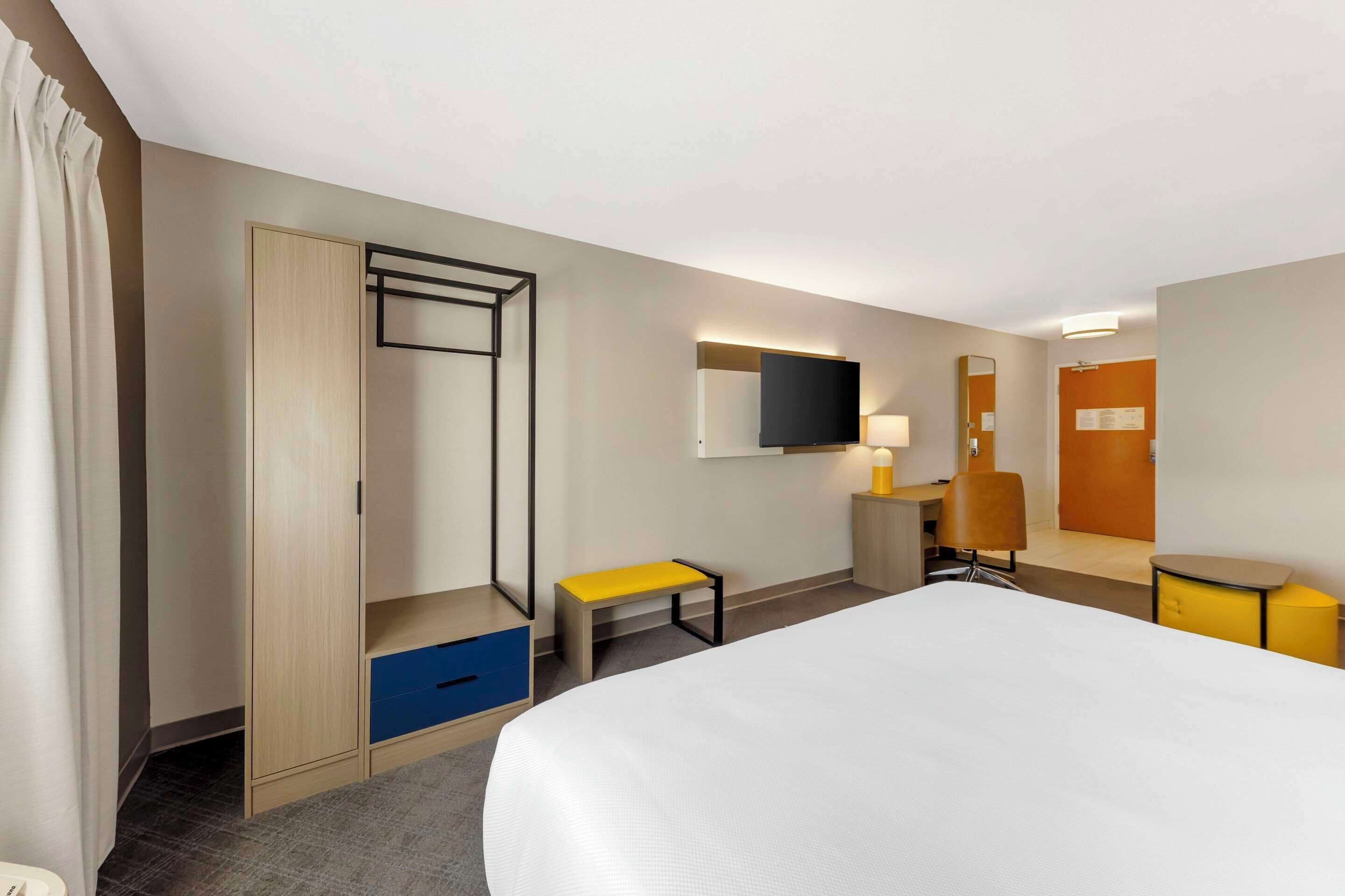 desk, blackout curtains, soundproofing, iron/ironing board