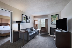 55-inch flat-screen TV with satellite channels, TV