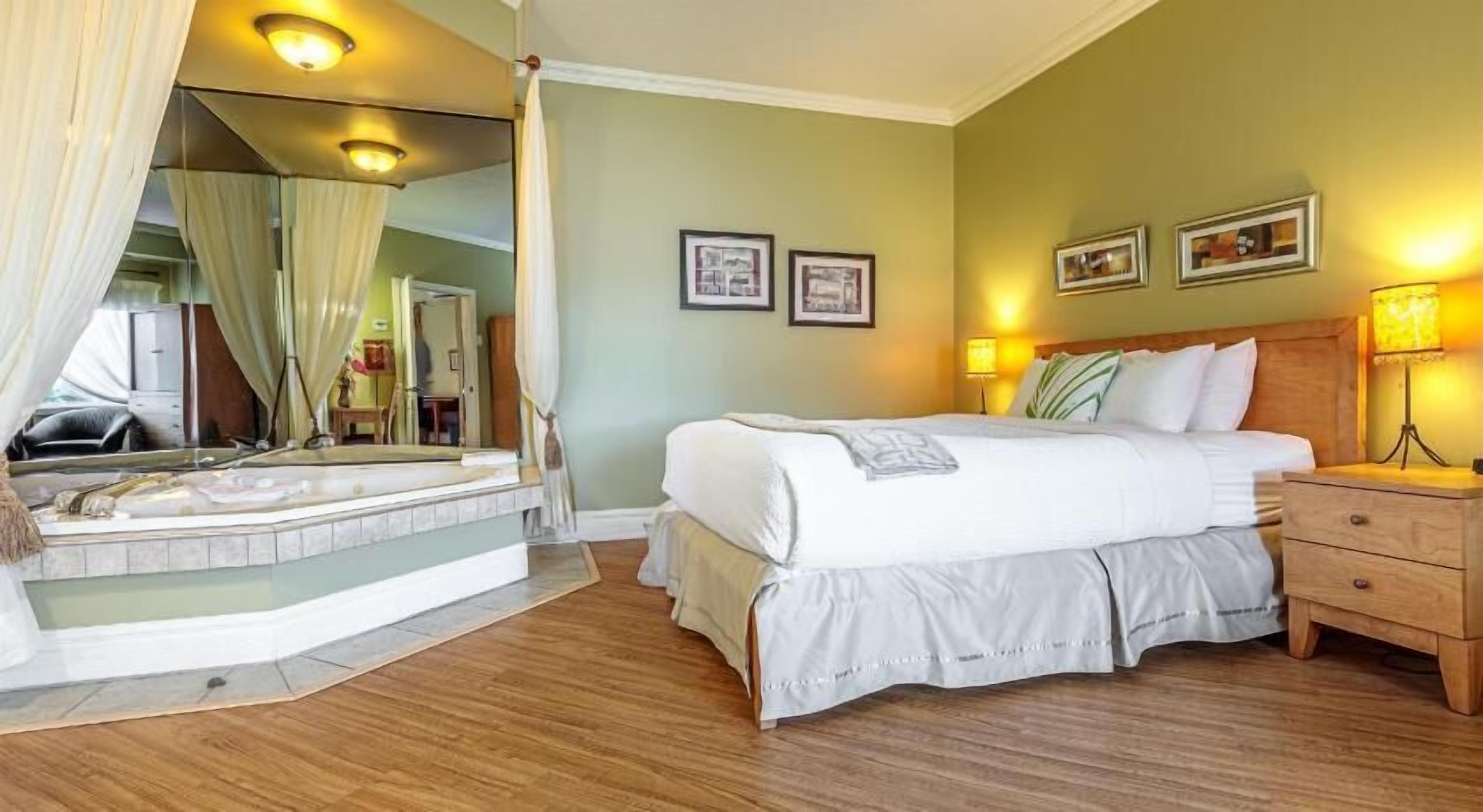 Premium bedding, down comforters, pillowtop beds, individually decorated