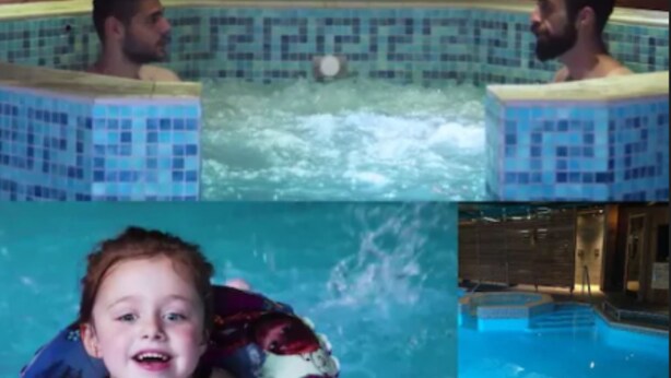 A swimming pool area with tiled walls, a hot tub, and a separate pool section. - Isles Of Glencoe Hotel (Ballachulish)