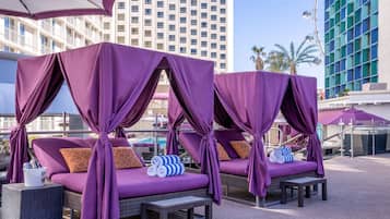 Seasonal outdoor pool, open 9 AM to 6 PM, pool cabanas (surcharge)