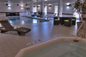 Indoor pool, open 10:00 AM to 11 PM, sun loungers