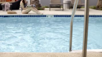 Seasonal outdoor pool, sun loungers