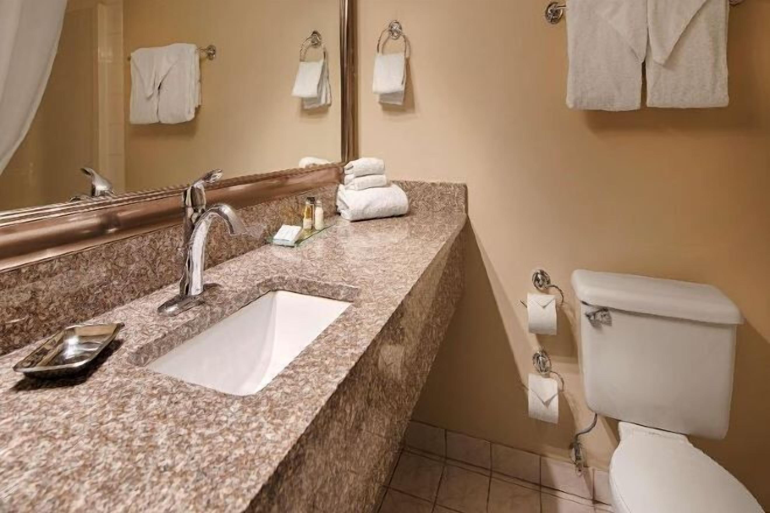 Combined shower/bathtub, free toiletries, hair dryer, towels