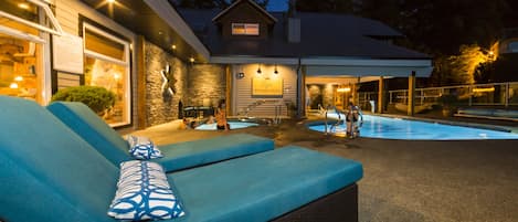 Outdoor pool, pool loungers