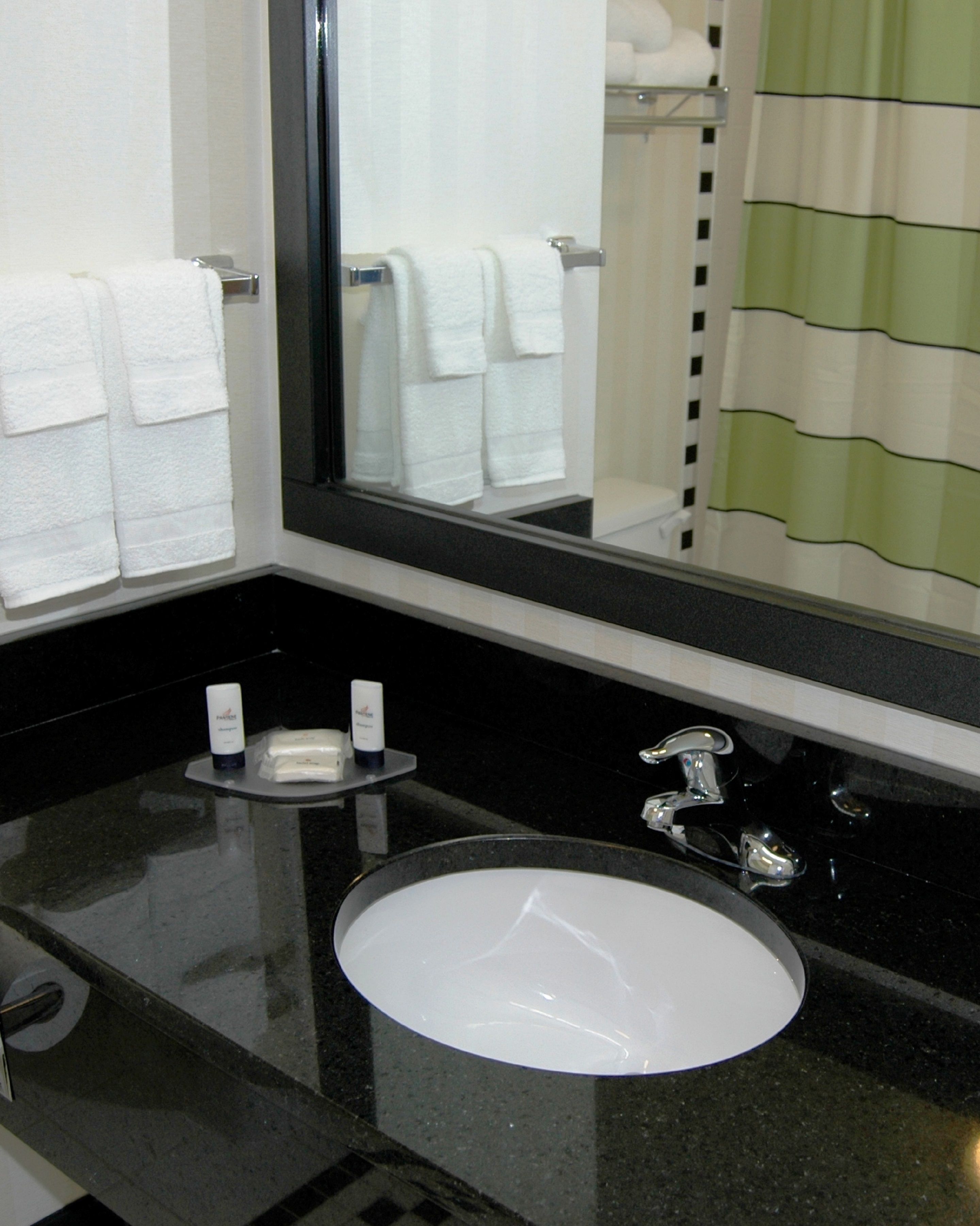 free toiletries, hair dryer, towels