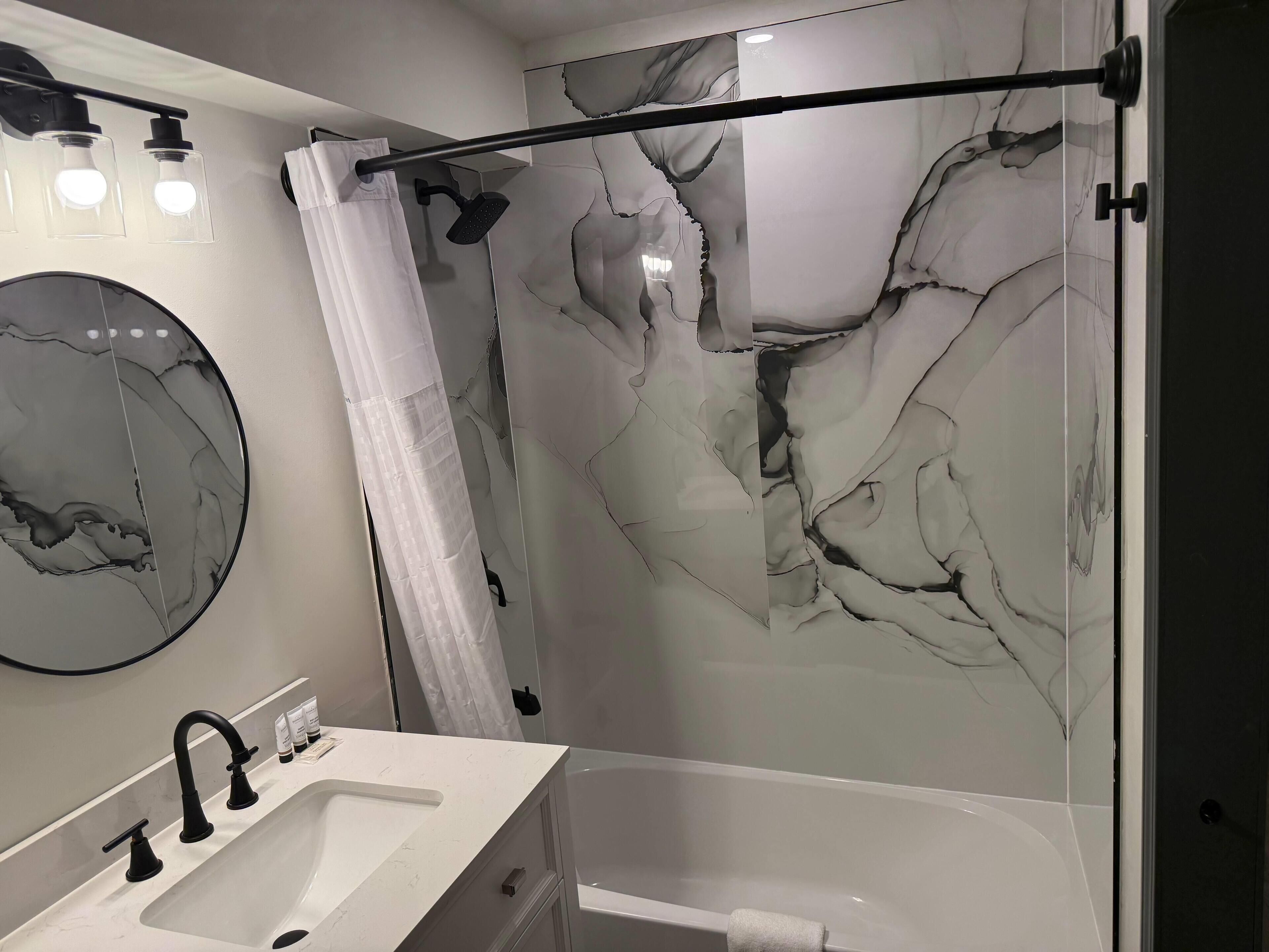 Room, 2 Queen Beds, Non Smoking | Bathroom | Shower, free toiletries, hair dryer, towels