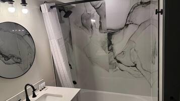 Room, 2 Queen Beds, Non Smoking | Bathroom | Shower, free toiletries, hair dryer, towels