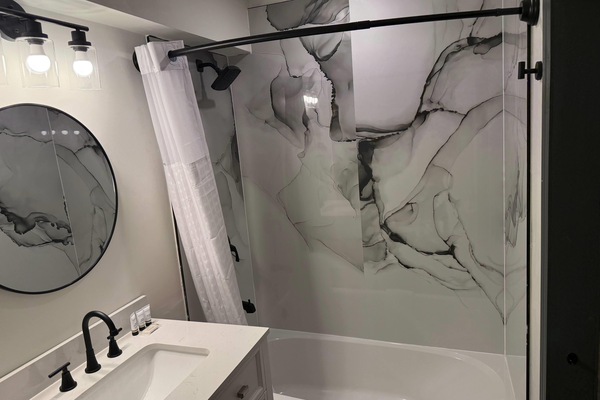 Room, 2 Queen Beds, Non Smoking | Bathroom | Shower, free toiletries, hair dryer, towels