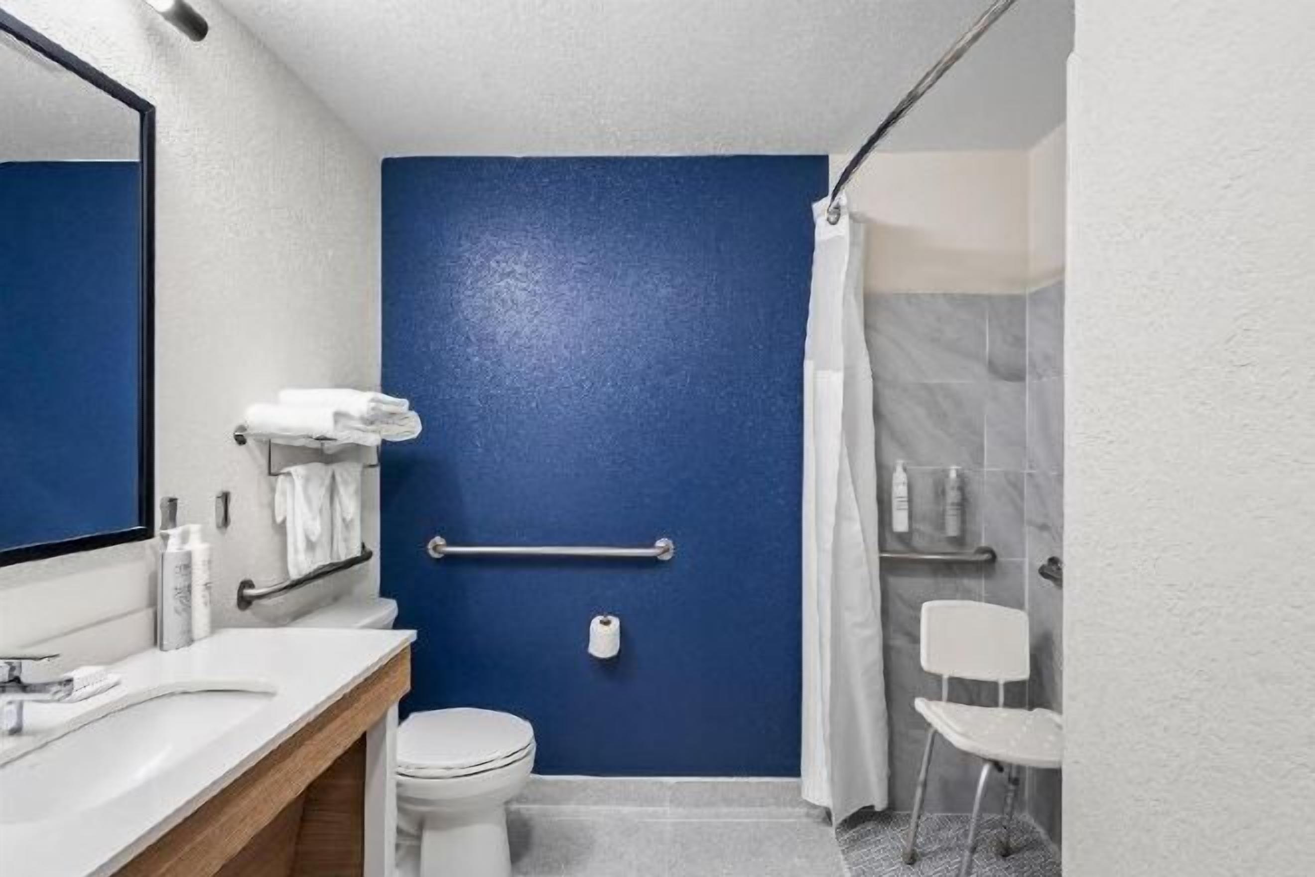 Bathroom | Combined shower/tub, free toiletries, hair dryer, towels