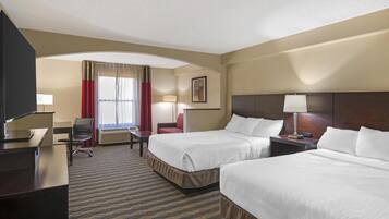 Standard Room, 2 Double Beds, Non Smoking, Refrigerator & Microwave | In-room safe, desk, laptop workspace, iron/ironing board