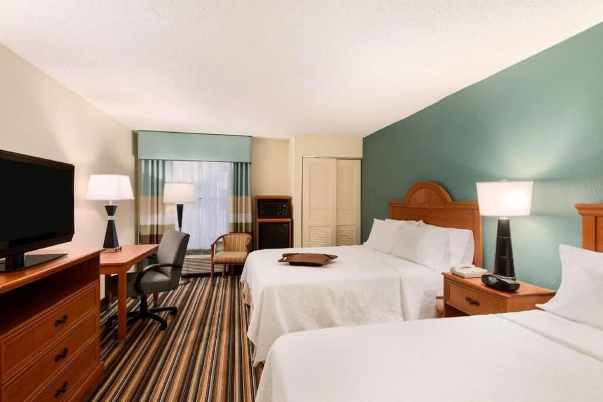 Premium bedding, desk, blackout drapes, iron/ironing board