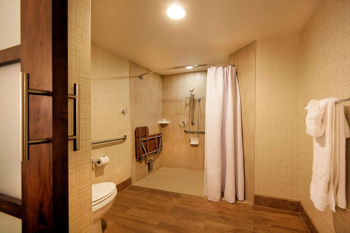 Salle de bain | Ensemble douche/baignoire, articles de toilette de luxe, sèche-cheveux