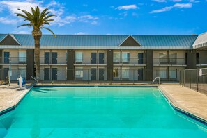 Outdoor pool, sun loungers