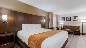 Hypo-allergenic bedding, desk, blackout curtains, iron/ironing board