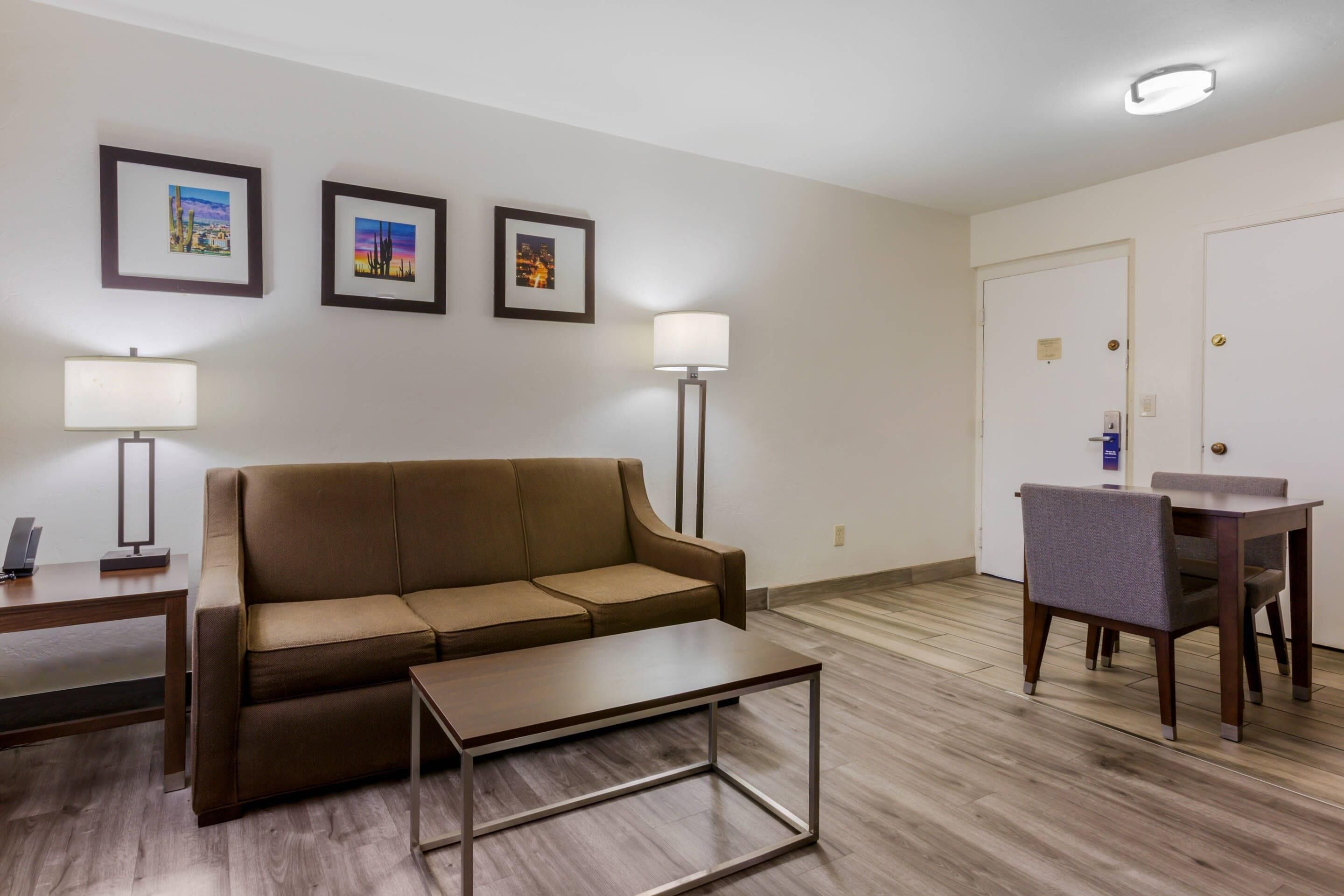 hypo-allergenic bedding, desk, blackout curtains, iron/ironing board