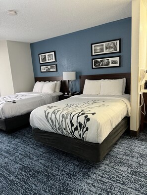 Standard Double Room, 2 Double Beds, Non Smoking | Desk, blackout drapes, iron/ironing board, free cribs/infant beds