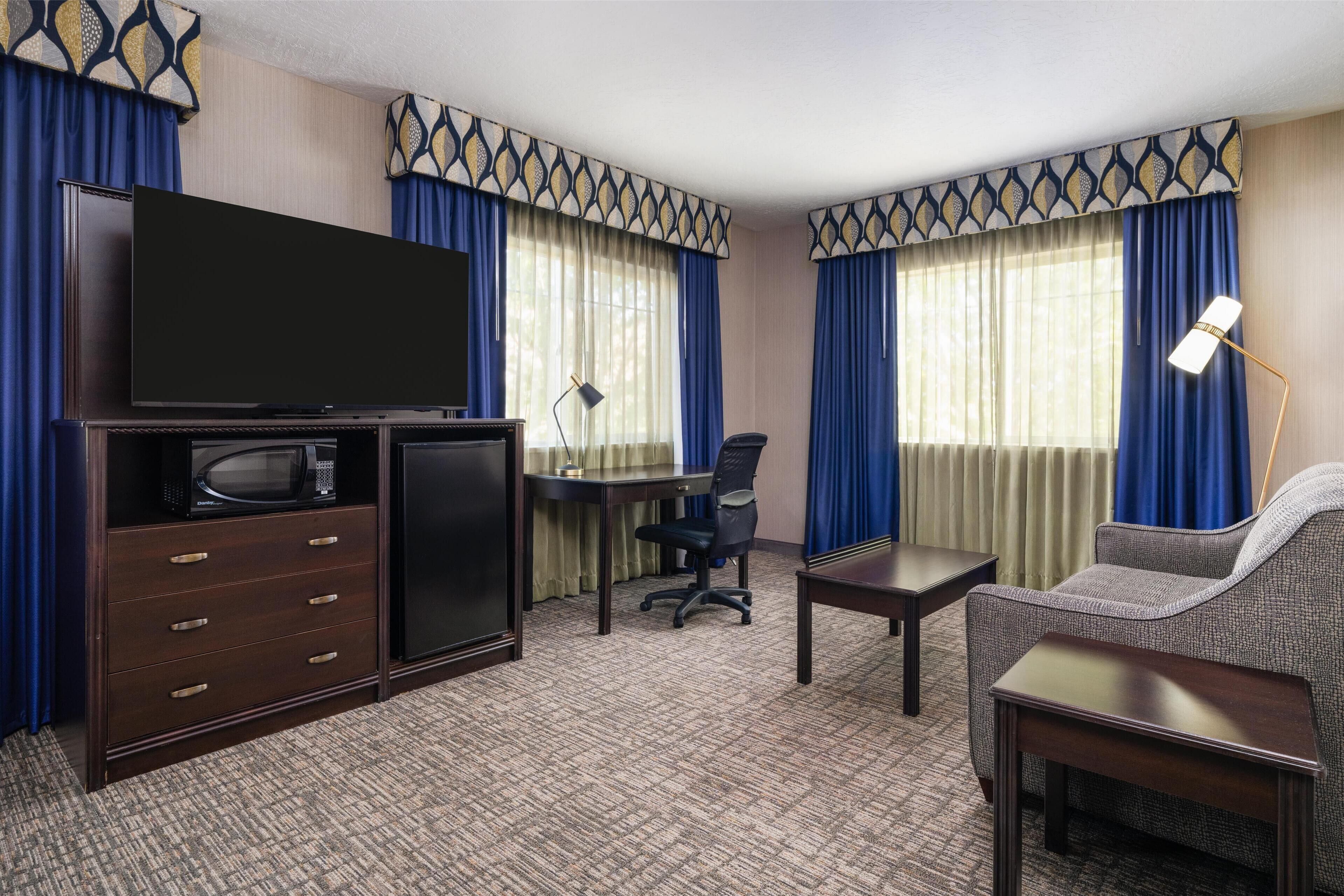 Suite, 1 King Bed, Accessible, Bathtub (with Single Sofabed) | Hypo-allergenic bedding available, pillowtop beds, in-room safe, desk