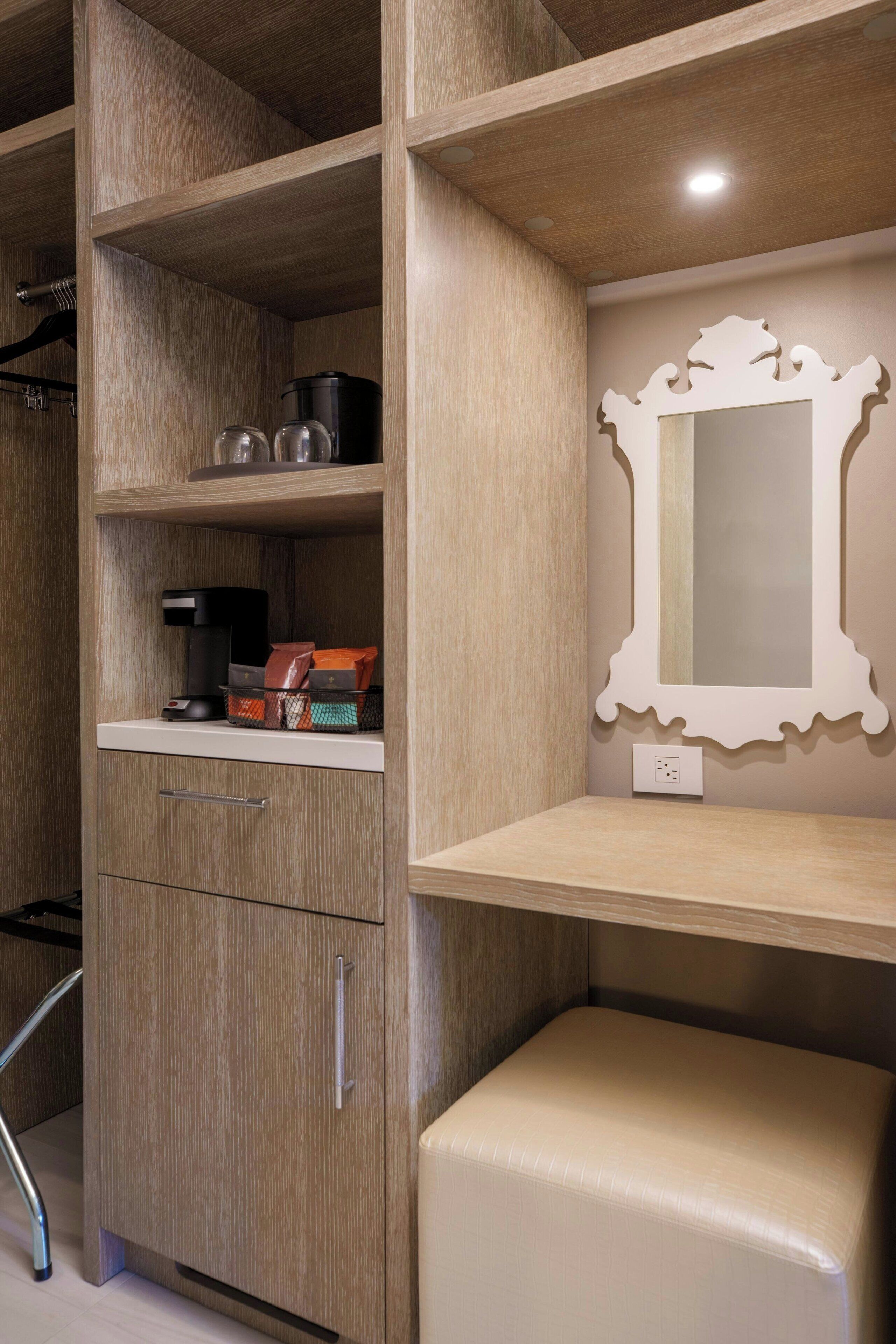 premium bedding, desk, blackout curtains, soundproofing