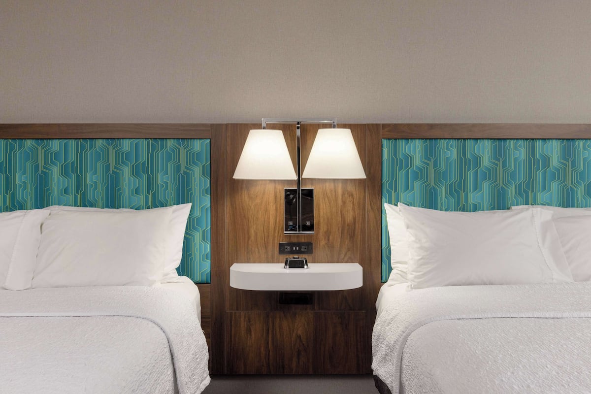 room, 2 double beds, non smoking | premium bedding, in-room safe, desk, iron/ironing board