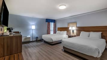 Standard Room, 2 Queen Beds, Accessible, Non Smoking (Walk-in Shower) | Desk, laptop workspace, blackout drapes, iron/ironing board