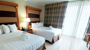 Standard Room, 2 Double Beds, Bay View | Premium bedding, in-room safe, desk, blackout curtains