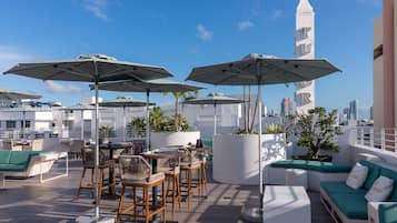 Rooftop bar, ocean views, open daily