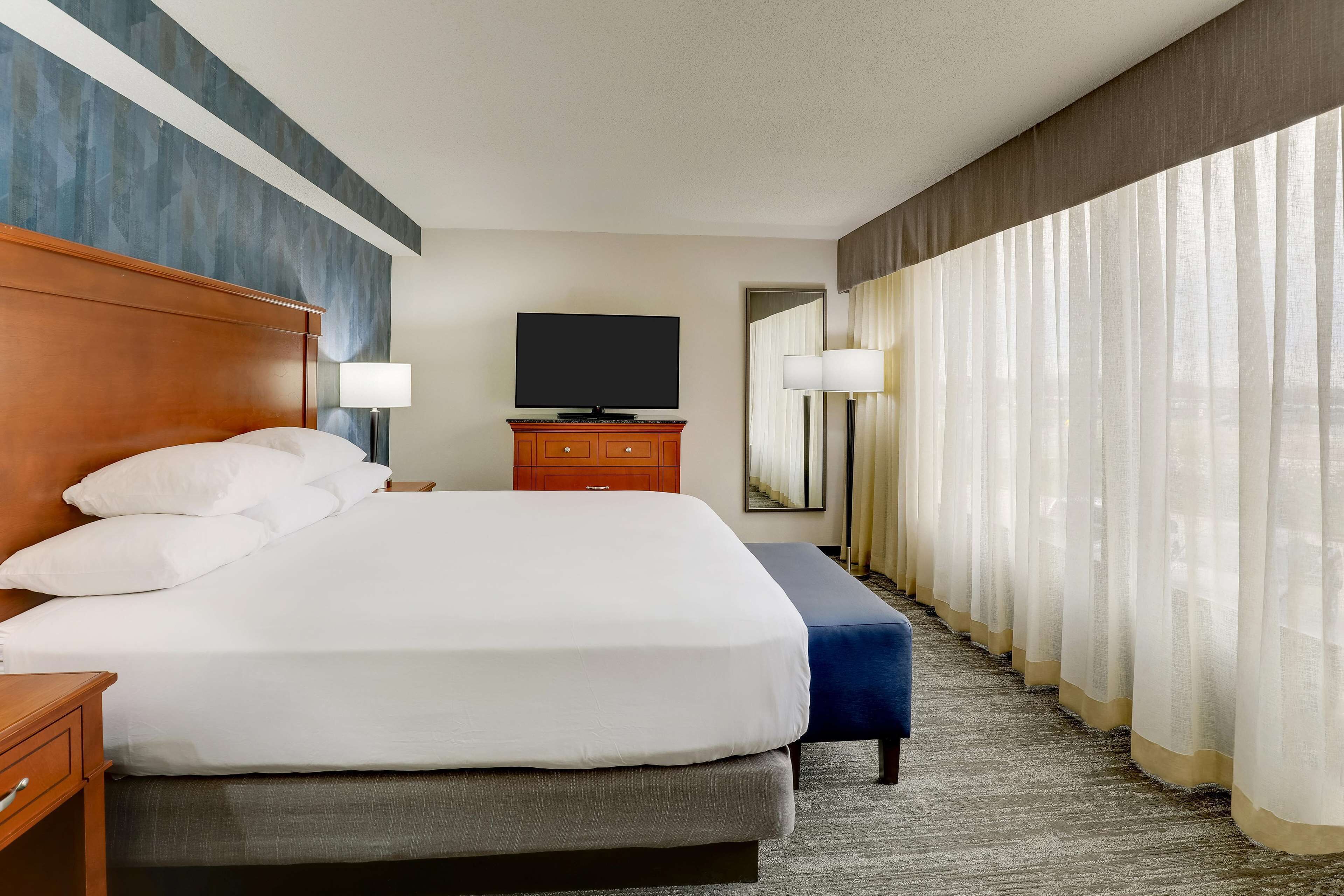 1 bedroom, desk, blackout curtains, iron/ironing board