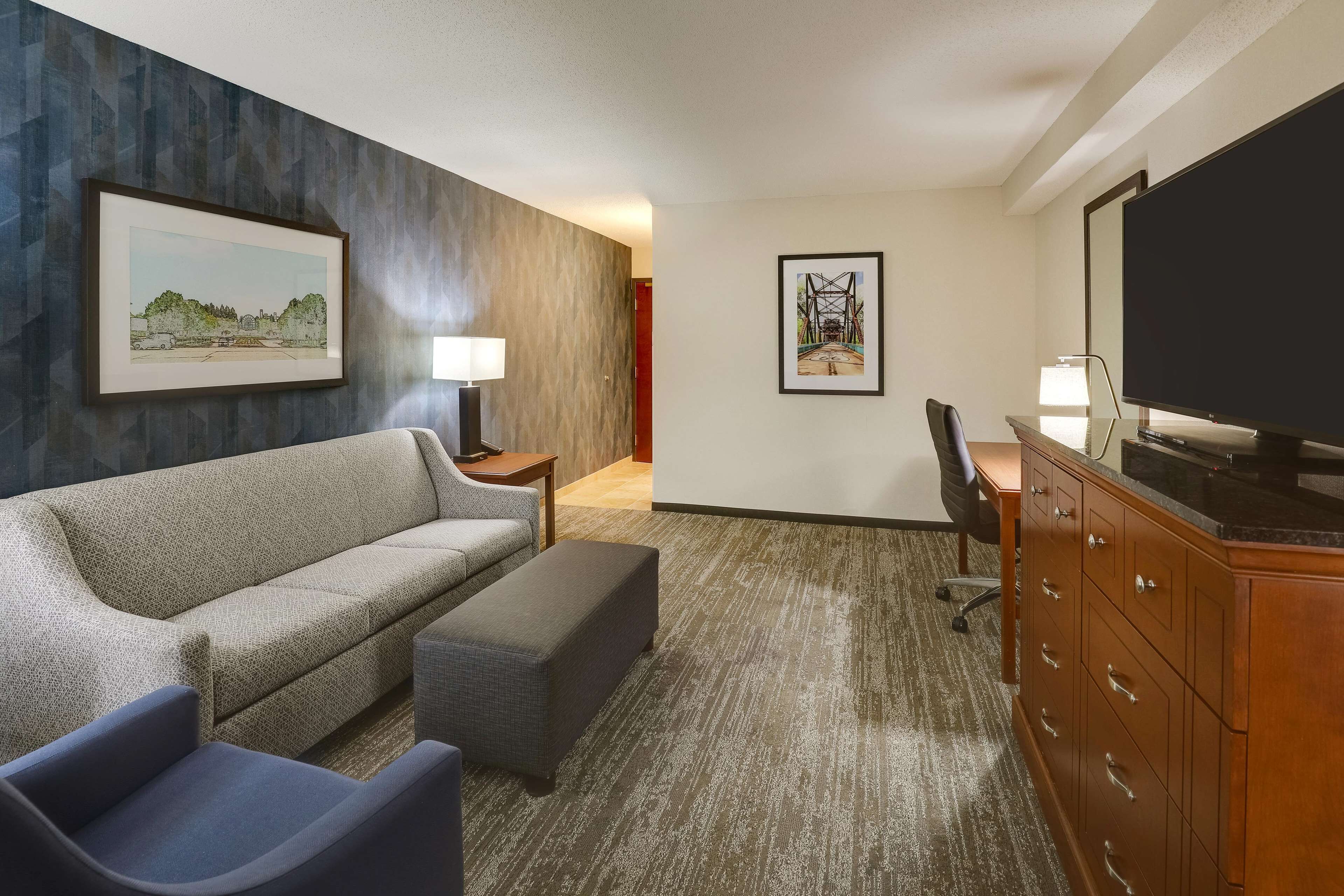 1 bedroom, desk, blackout curtains, iron/ironing board