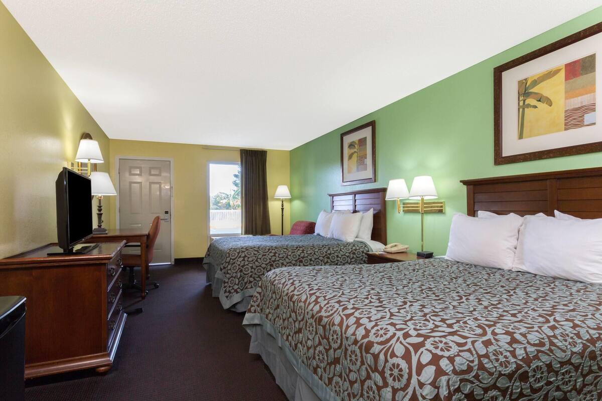 1 bedroom, desk, blackout curtains, iron/ironing board