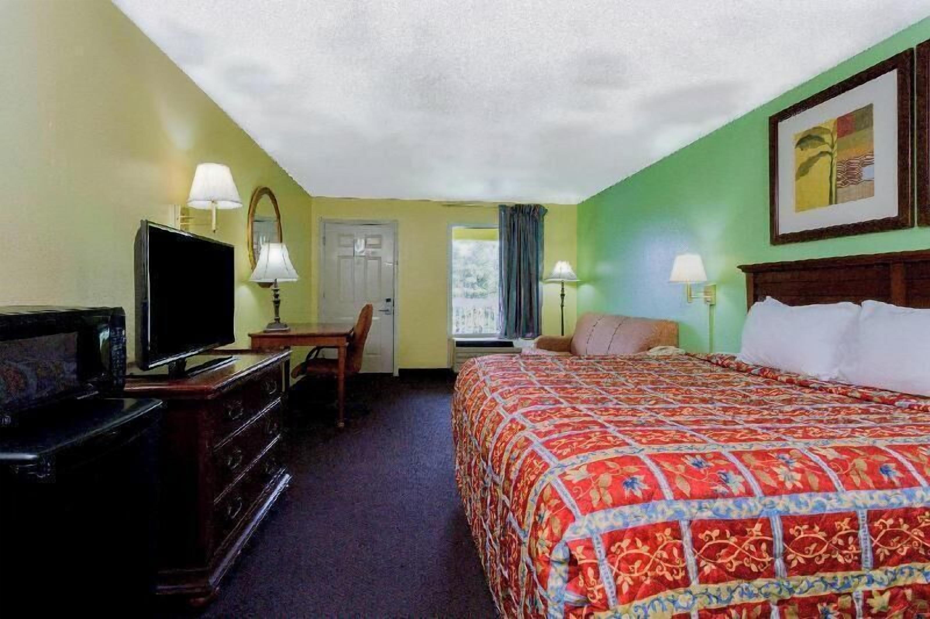1 bedroom, desk, blackout curtains, iron/ironing board