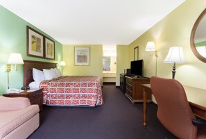 1 chambre, bureau, rideaux occultants, fer et planche à repasser