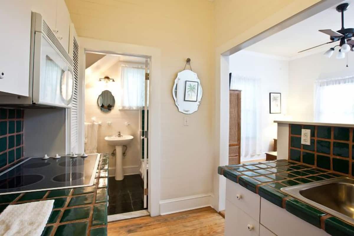 arch house 2 bedroom suite  | private kitchen | full-sized fridge, microwave, stovetop, coffee/tea maker