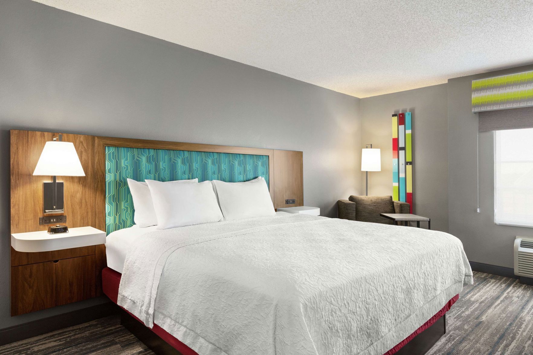 Premium bedding, desk, blackout curtains, iron/ironing board