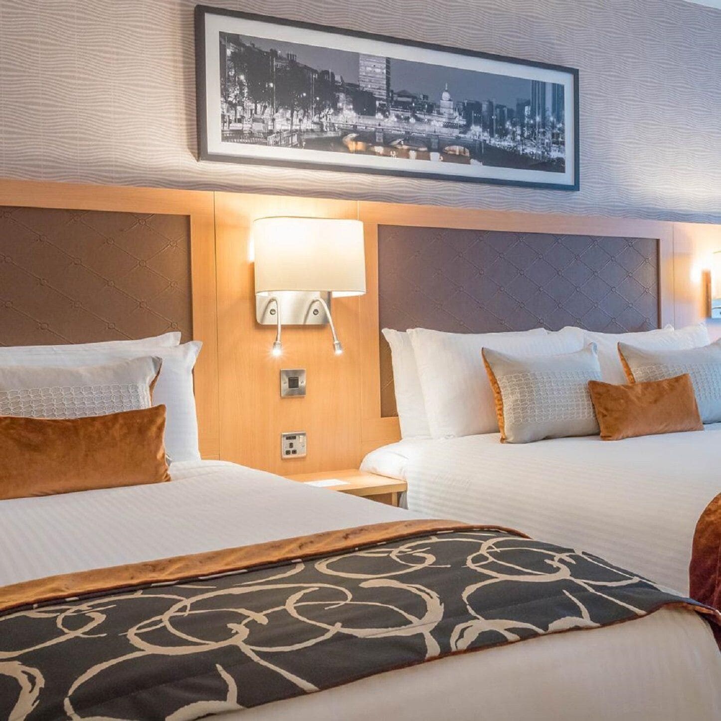 hypo-allergenic bedding, in-room safe, desk, blackout curtains