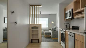 Fridge, microwave, stovetop, dishwasher