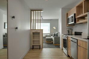 Fridge, microwave, stovetop, dishwasher