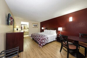 Desk, blackout curtains, free WiFi, bed sheets